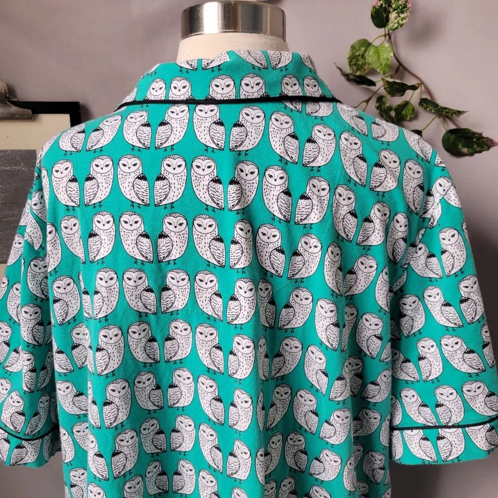 Bedhead‎ Cotton Knit Pajama Lounge Top Owl Print 3X